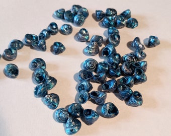 vintage italian SHELL BEADS iridescent electric midnight BLUE 1950s antique shell beads bridal finding embellishment applique