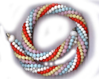 vintage glass beads PASTEL glass beads JAPANESE glass beads, FIVE colors in one bunch, over 400 beads