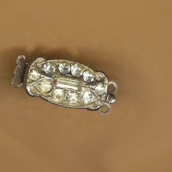 vintage clasp rhinestone art deco two strand sweet oval shape bridal jewelry clasp