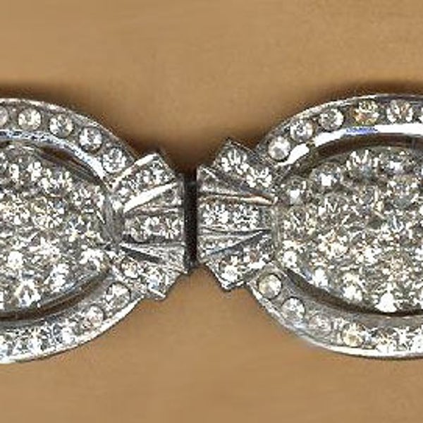 vintage RHINESTONE buckle art deco 1930s czech buckle or REPURPOSE as a CLASP, super large clasp or buckle antique clasp or buckle
