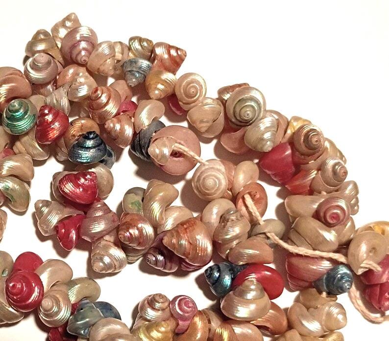 Vintage Italian SHELL BEADS 25 Shabby Chic PASTEL 1950s Antique Shell ...