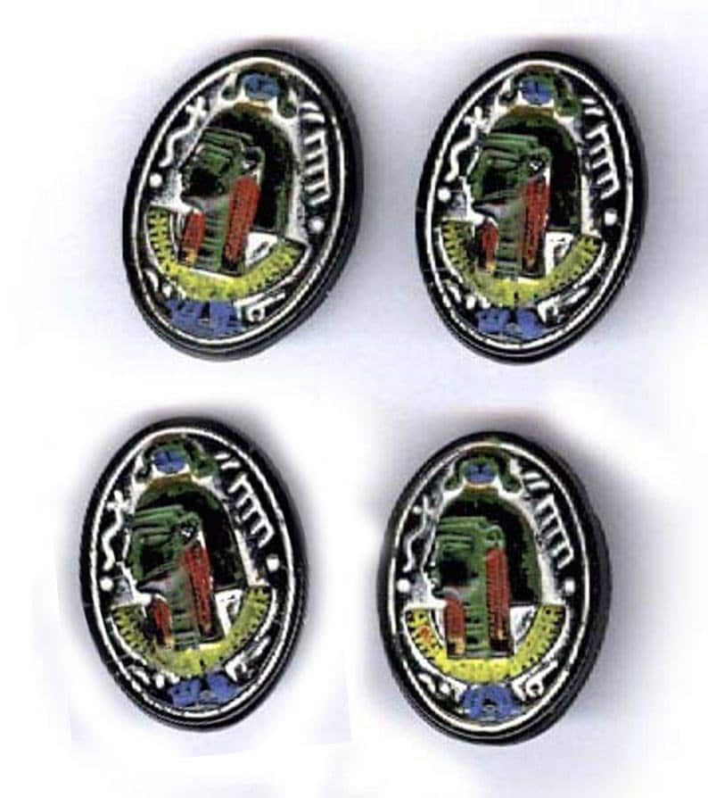 cabochon vintage EGYPTIAN REVIVAL vetro scarabeo cabochons nero anni '40 cabochon sciolto QUATTRO pezzi neiger fratelli immagine 1