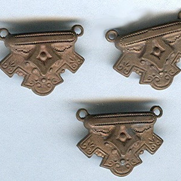 vintage brass connector findings in goth or victorian look, loop on each end of top