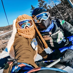 Knitted Bunny Ears Balaclava: Handmade Ski Mask with Chains