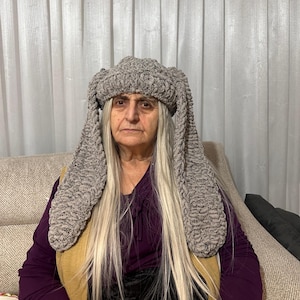Bonnet de lapin en tricot fait main : bonnet d&#39;hiver avec oreilles d&#39;animaux