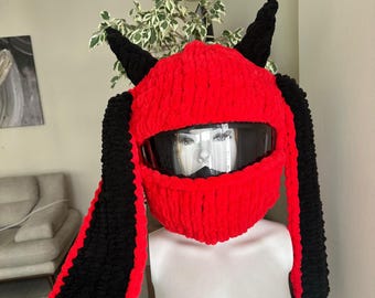 Devil Bunny Motorcycle Helmet Balaclava Mask