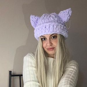 Handmade Knit Cat Beanie: Cozy Animal Ears Hat