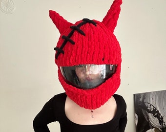 Handmade Devil Bunny Motorcycle Helmet Cover