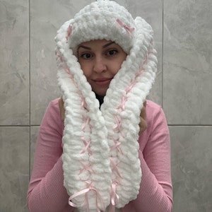 Kokette Schleifenmütze, Wintermütze, Bunny-Beanie mit Schleife