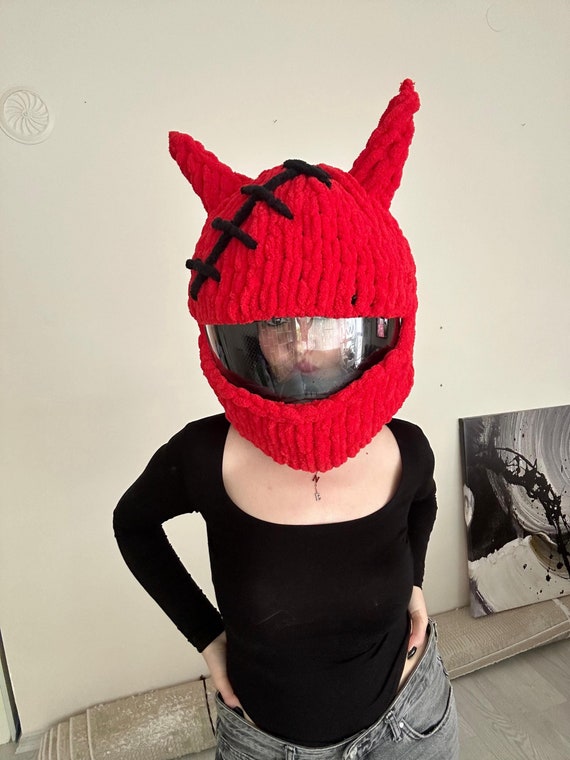 Handmade Devil Bunny Motorcycle Helmet Cover