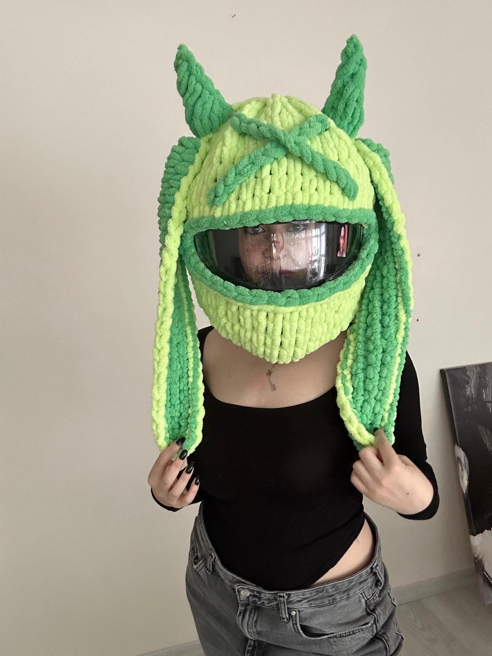 Motorcycle Helmet Balaclava, Helmet Protector, Devil Bunny Helmet Cover ...