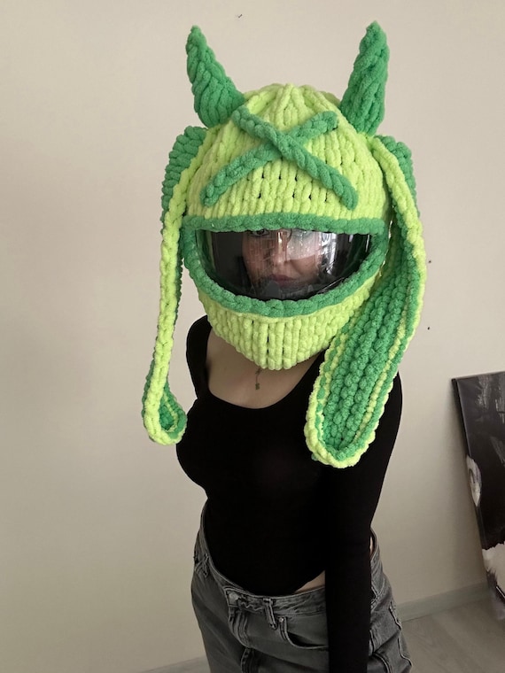 Handmade Devil Bunny Motorcycle Helmet Cover