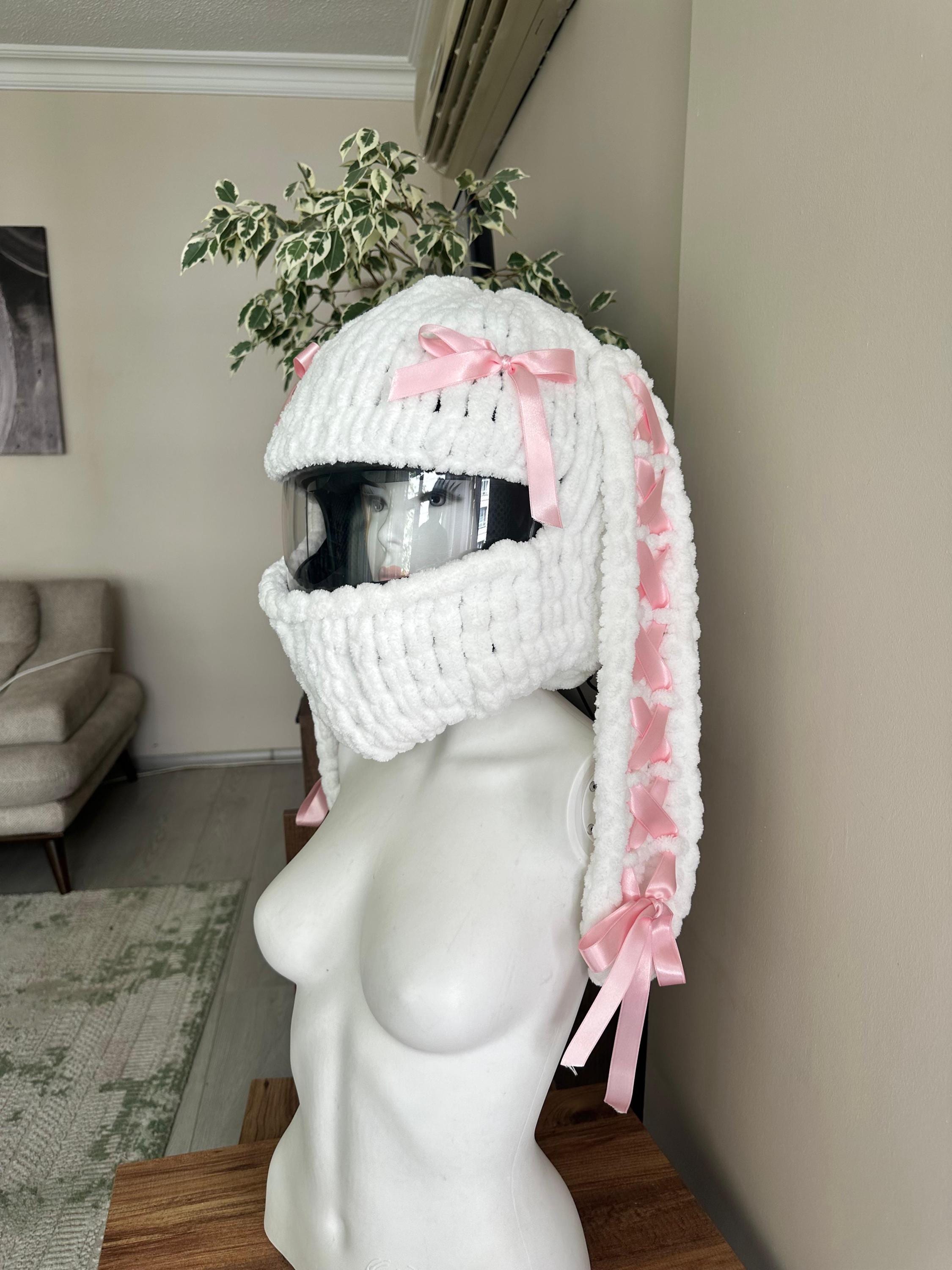 Handmade Motorcycle Helmet Balaclava, Cute Motorbike Balaclava, Bunny Moto Helmet Mask, Animal Mask, Bunny Motorcycle Protector