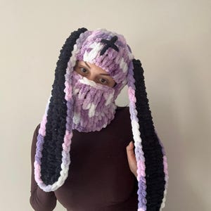 Handmade Knitted Bunny Balaclava Mask: Animal Ears Beanie