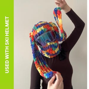 Handmade Knit Bunny Ski Helmet Cover: Animal Balaclava Mask