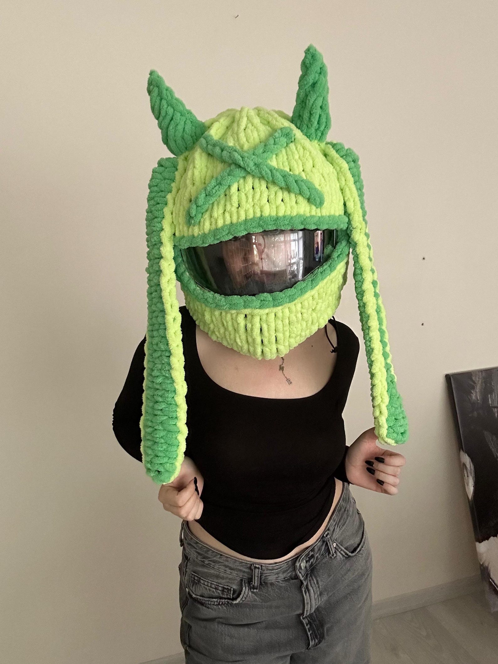 Motorcycle Helmet Balaclava, Helmet Protector, Devil Bunny Helmet Cover ...