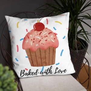 Cuscino per decorazioni per la casa Baked With Love: decorazione di design di cupcake dolci, cameretta per bambini e asilo nido, modello di dolcetti, decorazione per cuscini da forno, dolci