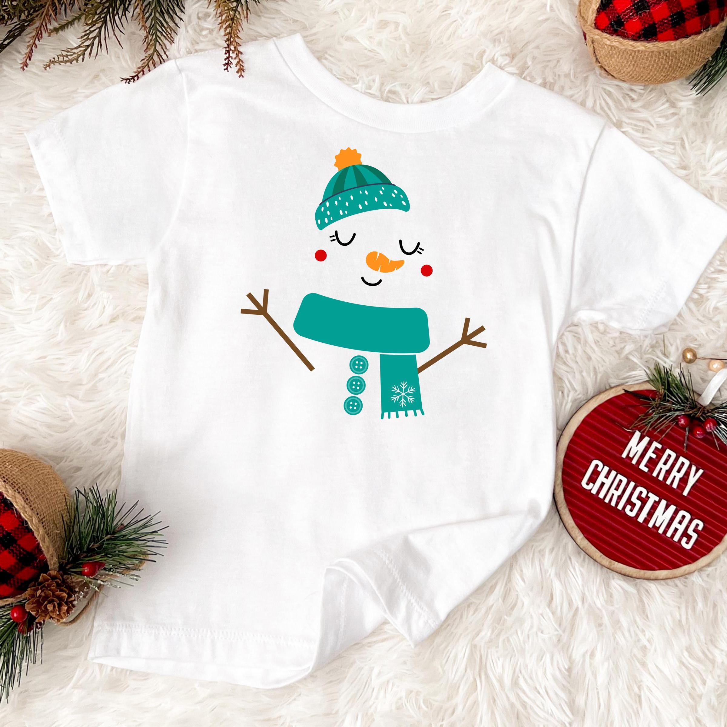 T-shirt per bambini con pupazzo di neve di Natale, maglietta verde