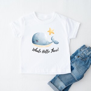 Whale Hello There Kids&#39;s T-shirt, Beach Vibes, Ocean Lover Tee, Cute Ocean Whale Outfit, Boys and Girls Fashion, Children Marine Life Shirt