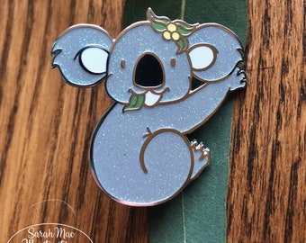Kit Koala glitter lapel pin hard enamel badge for Australia Native Animal lover teenage gift