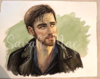 Captain Hook Once Upon a Time original watercolour painting Killian Jones