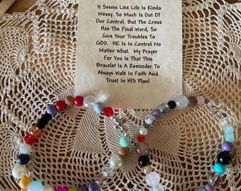 5A-5B The Messy Bracelet**Extra Large Messy Bracelets*Life is Kinda Messy*Inspirational Reminder*God is in Control*Beaded Stretch Bracelet
