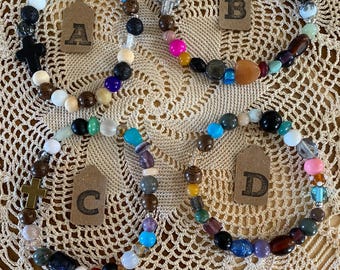 7A-7D The Messy Bracelet*Hand Beaded*Life is Kinda Messy*The Cross has the Final Word*Religious*Reminder God is in Control*Inspirational