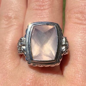 Judith Ripka Rose Quartz CZ Sterling Silver Ring Thailand size 8