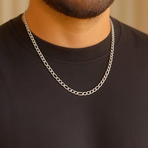 Collana con catena Figaro da 4 mm – 20 in acciaio inossidabile / Gioiello impermeabile, unisex, ipoallergenico e antiossidante / Regalo per la festa del papà