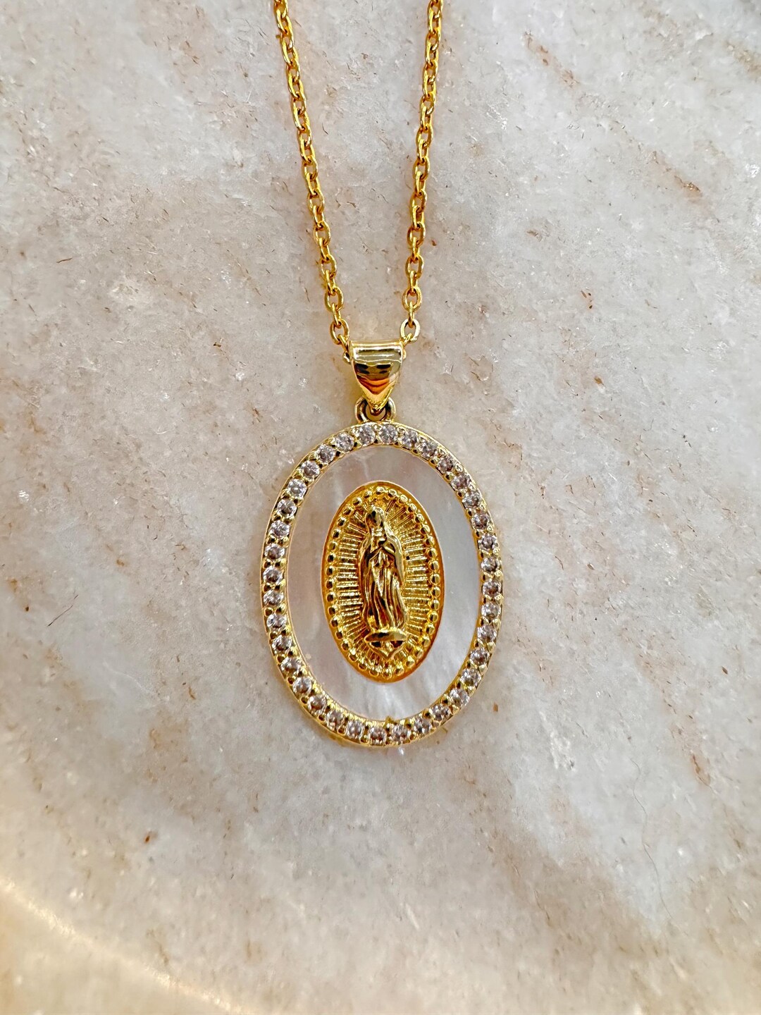 Our Lady Guadalupe Necklace • Gold Plated Virgin Mary Pendant - Etsy