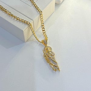 Collar con colgante de San Judas de oro / Colgante de San Judas / Cadena de eslabones / Cadena de oro para hombre / Collar de San Judas helado / Día del Padre / Cadena de cuerda