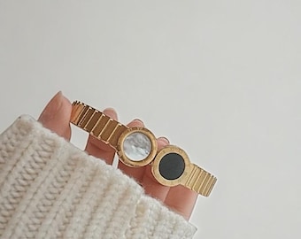 18K Gold Roman Bangle – Stainless Steel Waterproof Cuff Bracelet
