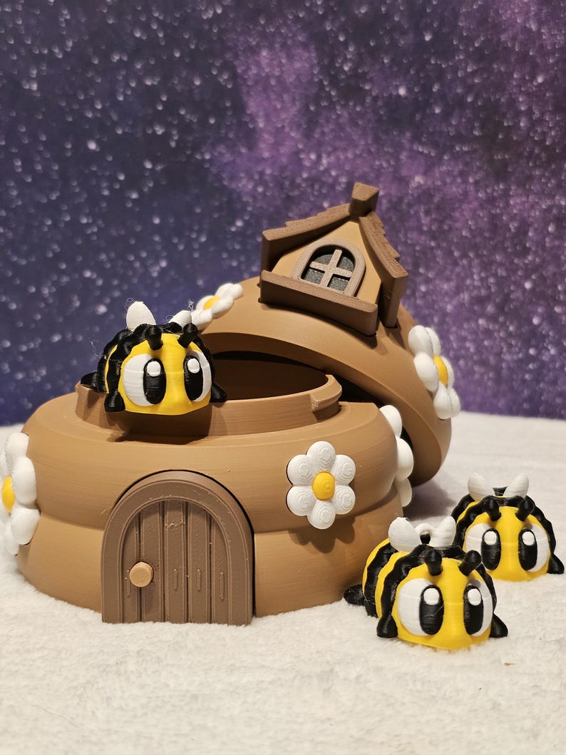 3D Printed Beehive Playset – Articulated Bees, Educational Toy - Etsy