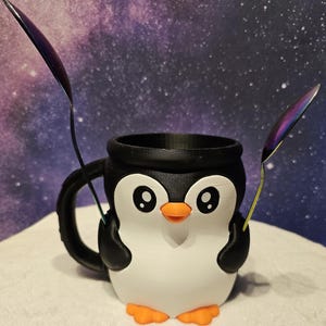Pebbles, the Penguin Ice Cream Pint Holder with Snack Drawer: 3D Printed Cozy Treat Holder