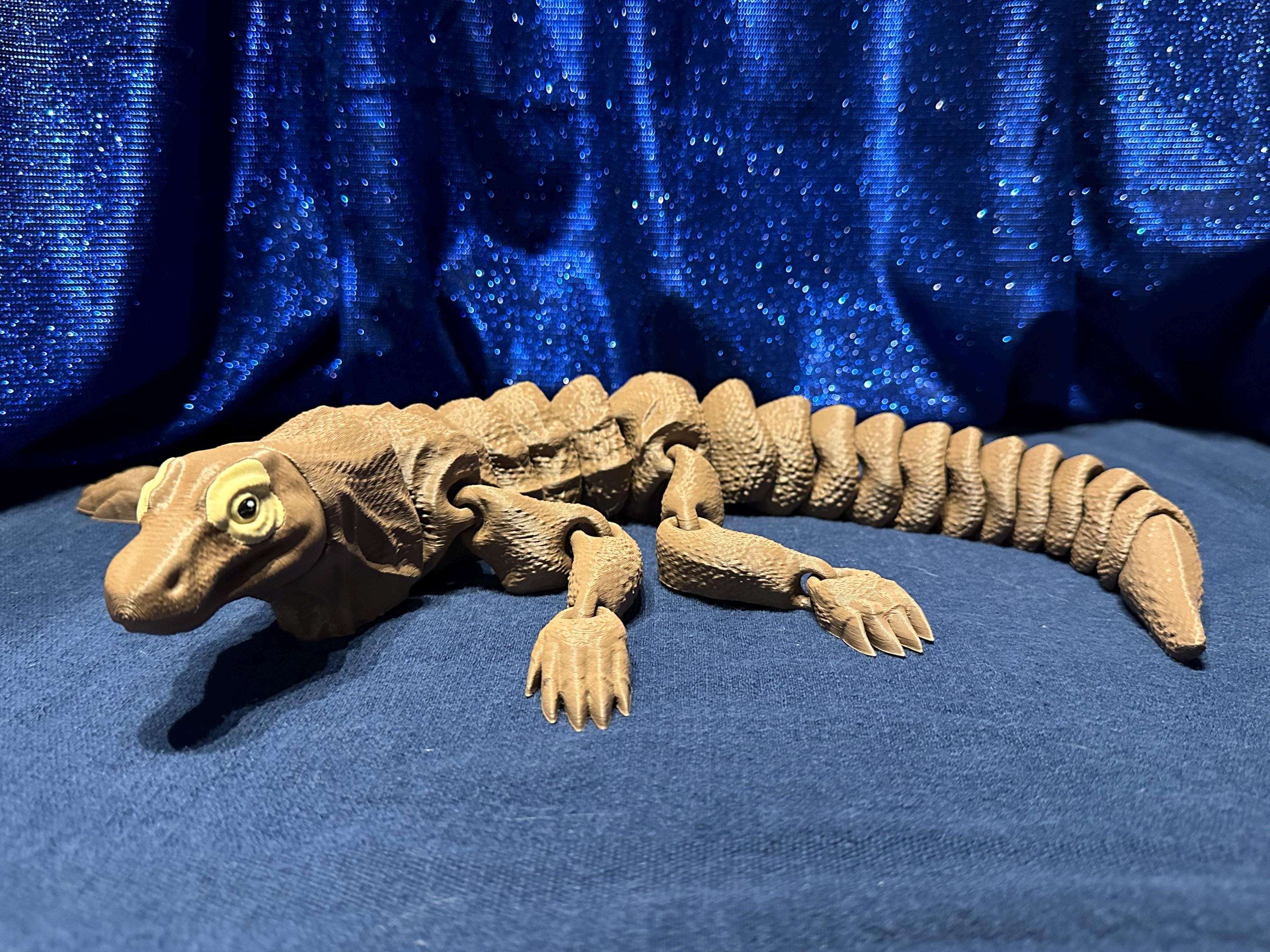 置物 KARE Deco Figurine Lizard Silver big Komodo Dragon Figurine: Articulated 3D Printed Reptile Decor - Etsy
