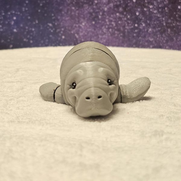 Manatee Figurine: Articulated 3D Printed Desk Pet