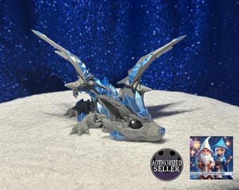 Crystal Wolf Dragon - Unique 3D Printed Dragon - Adorable Articulated 3D Printed Figurine - Perfect Home Decor - Desk pet - Unique Gift Idea