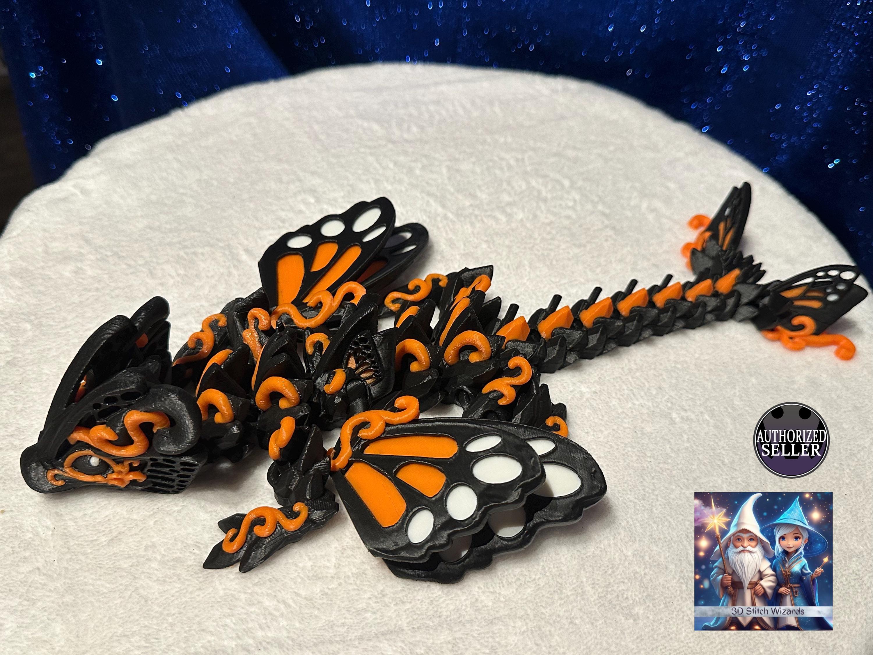 Butterfly Dragon: Articulated 3D Printed  Unique Desk Decor - Monarch Butterflies