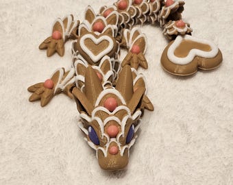 Cookie Heart Dragon: 3D Printed Articulated Desk Pet Figurine