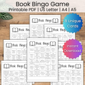 Book Club Games | Book Bingo | Reading Accessories for Book Lovers | Book Challenge Tracker | Bookish Reading Tracker | Reading Journal Page