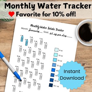 Water Intake Habit Tracker | Goal Setting Self Care Planner Inserts | Bullet Journal Coloring Pages