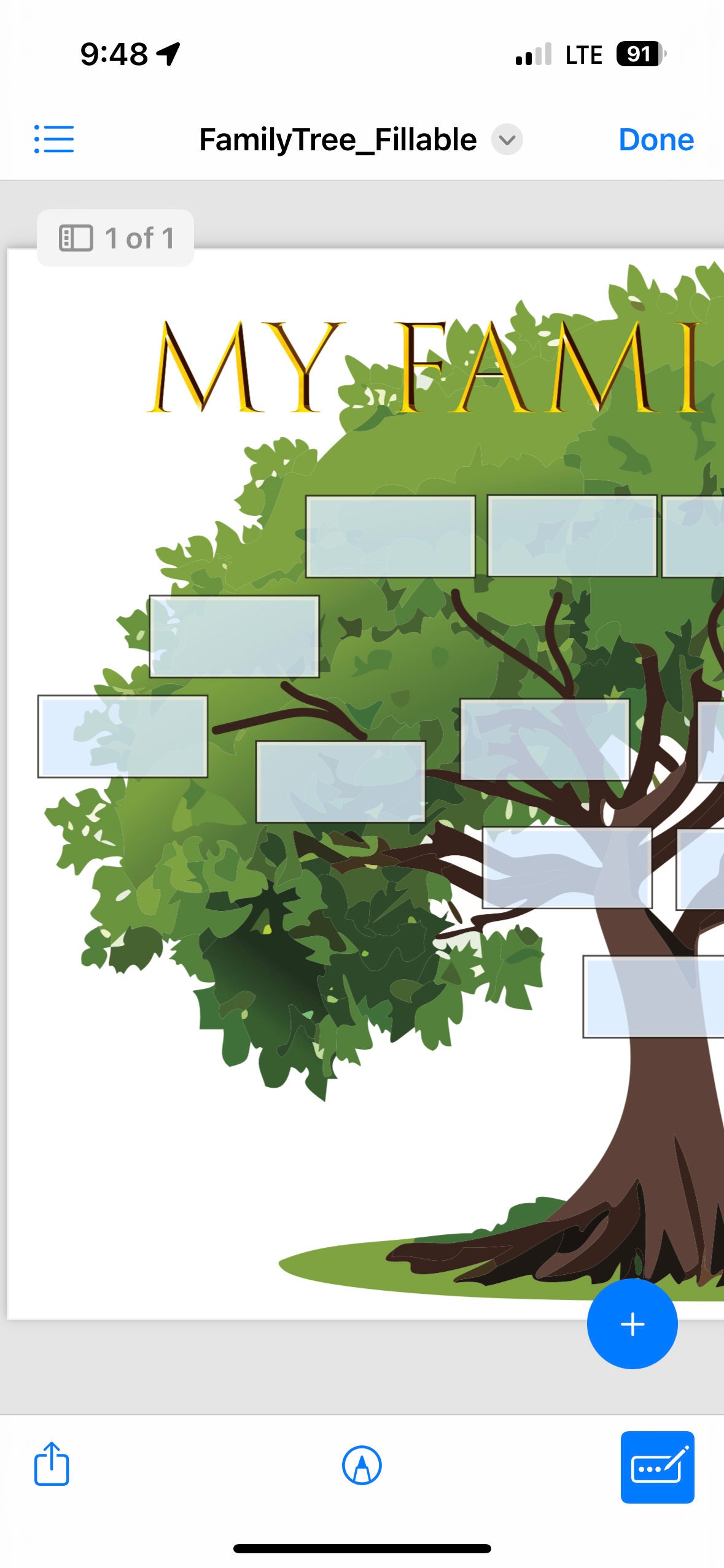 Personalized Family Tree Chart: 4-generation Fillable Template (digital ...