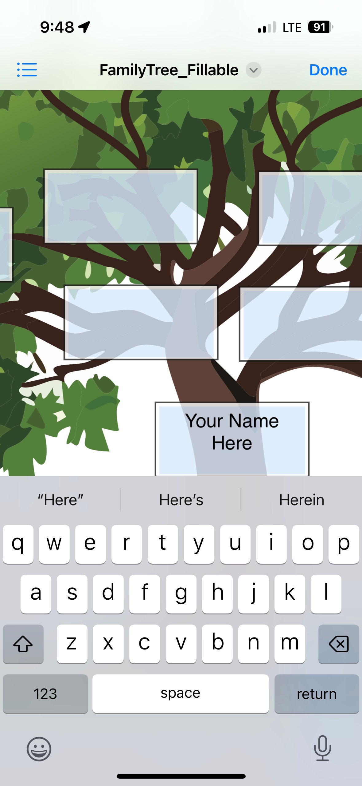 Personalized Family Tree Chart: 4-generation Fillable Template (digital ...