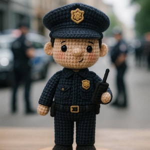 Personalisierter Polizist / Polizist: Handgemachtes Amigurumi Andenken