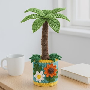 Crochet Palm Tree: Amigurumi Potted Plant with Custom Flowers