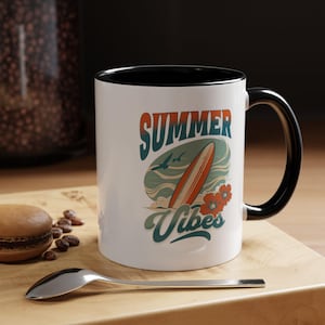 Summer Vibes Coffee Mug, Beach Lover Gift, Tropical Drinkware, Surfing Mug, Summer Decor, Vacation