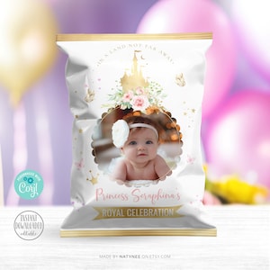 Princess 1st Birthday Treat Bag Wrapper: Gold Castle (DIY Template)
