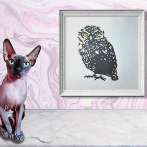 Who? Owl Woodcut Print Variable Edition Original Artwork Handprinted