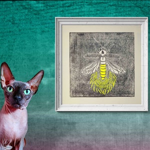 Firefly Woodblock Print Open Edition Handmade Original Art