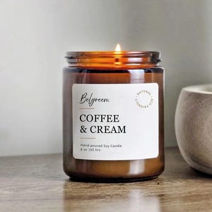 Coffee & Cream Soy Candle: Hand-Poured 8 oz Scented Candle